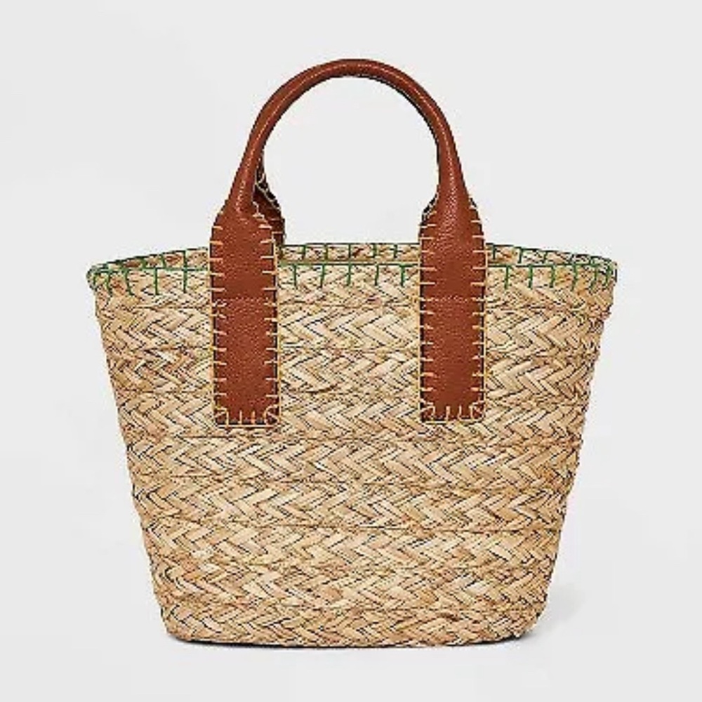 NWT Universal Thread Beige Straw Mini Tote Bag Purse